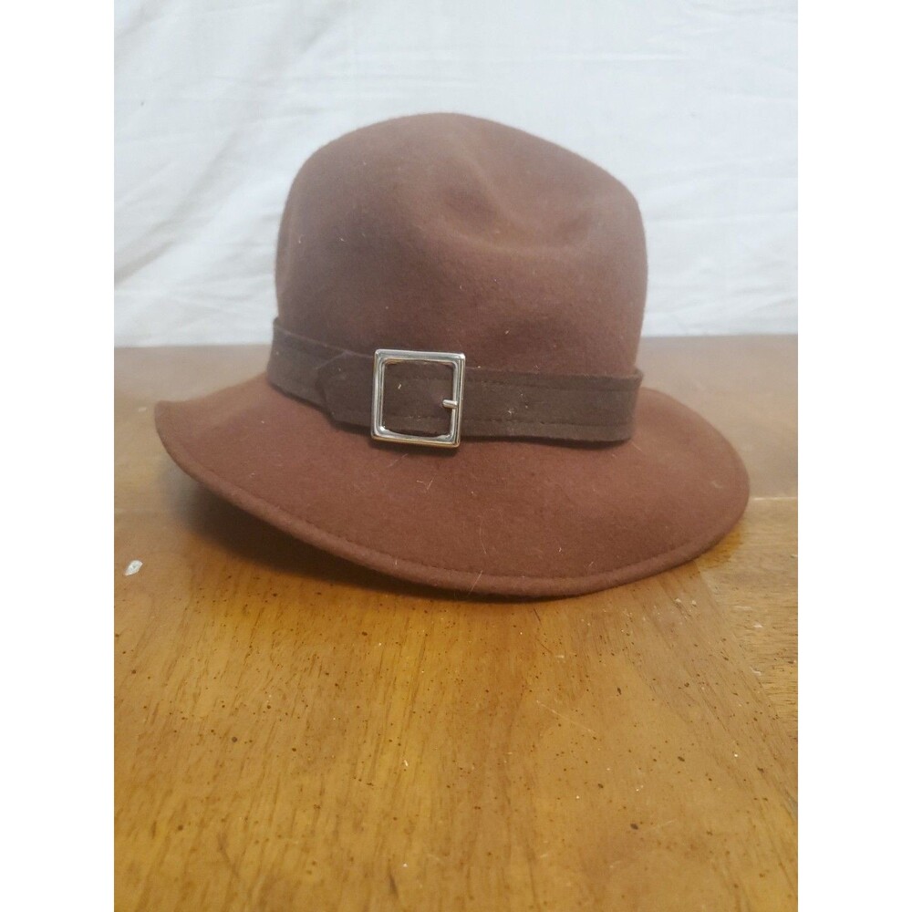 Filippo Catarzi The Hats Company 100% Wool Brown Fedora Buckle Hat Made Italy